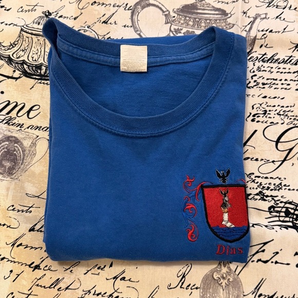 Y2K Royal Blue T Shirt Dias‎ Crest Embroidered Graphic Tee Size XL - Picture 8 of 8